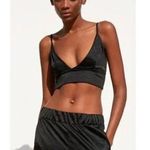 ZARA Satin Effect V-Neck Adjustable Strap Triangle Crop Top Black Small Photo 8