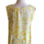 Talbots beautiful yellow floral blouse, pleated collar, sleeveless, excellent condition, size xs Photo 6