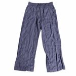 Athleta Cabo Linen Textured Wide Leg Pant Womens Navy Stripe Size Medium Photo 2