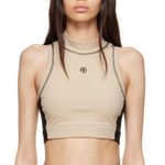 ANINE BING  Jenna Sports Bra Tan Black Mock High Neck Sporty New Size Large Photo 0