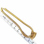 Gold Tone Herringbone Snake Chain Necklace w/ Sculptural Slide Pendant Photo 8