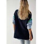 Free People  Oversized Preppy Kenzie Tunic Sweater Dress Vest Navy Size Small Photo 3