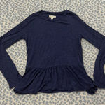 Tucker + Tate Navy Blue Long-Sleeve Shirt with Ruffled Hem – Elegant and Chic Photo 0