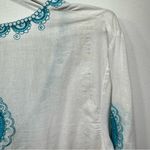 Bag Lady Mudpie White Tunic Swimsuit Cover Up Teal Embroidered Paisley Floral Size M Photo 10