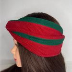 Gucci Web Knot Knit Wool Twist Red & Green Headband Made in Italy. Photo 6