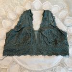 Aerie  Eyelash Lace Padded Plunge Bralette w/ Mesh Panel Women’s Size XL Green Photo 1