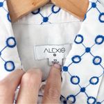 Alexis  Target Isaias Dot Tulip Sleeve Embroidered Shirt Dress in White Blue Photo 7