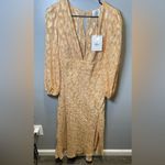 Hello Molly NEW Women's Day Affairs Midi Dress Gold Long Sleeves Size XL 10 Photo 3
