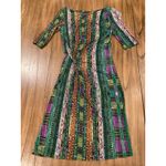 Etro 3/4 Sleeve multi color ruched geo knee length viscose cashmere dress 40 Green Size undefined Photo 4