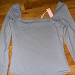 QINSEN Women's Square Neck Bodysuit Long Sleeve Double Lined Shirt Tops Photo 2