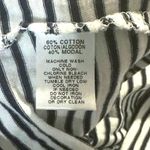 Loft  Outlet Striped Button Front Shirt Women M Soft Black White Top Tie Sleeves Photo 6