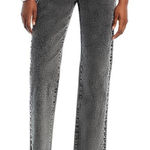 AQUA  Studded Jeans High Rise‎ Straight Leg Cropped Gray Wash Size 28 Photo 0