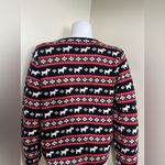 Marisa Christina Scottie Scottish dog pattern holiday Knit Cardigan Sweater Red Size L Photo 3
