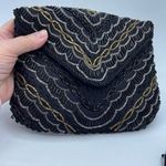 Vintage Y2K satin beaded black clutch. Snap front Photo 1