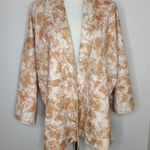 Anthropologie Solitaire Tan White Suedette Open Front Kimono Sleeve Jacket Sz L Photo 0