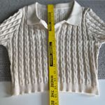 Cider  Ivory Cream Cable Knit Cropped Polo Tiny Tee Size Large Photo 7