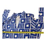Mahi Gold Blue White Geometric Print V Neck Long Sleeve Tunic Dress X Large. NWT Size XL Photo 4