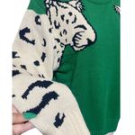 Snow Leopard Green long sleeve Sweater Trendy Crewneck Sweater women size S/M Photo 3