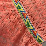 Vision USA Size S Open Crochet Top Bell Sleeves with Trim VTG Peasant Prairie Orange Photo 4