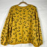easel Easle Women Sweater Balloon Sleeve Animal Print Mustard Photo 2