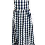 J.Crew Blue White Buffalo Gingham Check Midi Dress Size S Nautical Resort Rush Photo 1