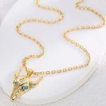 NEW Turquoise Bull Head Pendant Necklace Gold Bohemian Festive Blue Photo 0