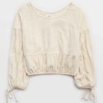 Aerie  Ivory White Endless Summer Cropped Sweatshirt Photo 1