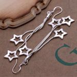 Hollow Stars Tassels Dangle Earring Silver Photo 3