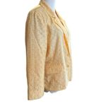 Sag Harbor Eyelet Jacket Lined 16P Yellow Button Down 3/4 Sleeve Office Chic Photo 4