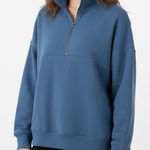 SO  The Lounge Life Tunic Blue Quarter Zip Sweatshirt Pullover Size L Photo 0