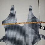 Boohoo Belted Swimsuit Navy Blue & White Nautical Rope Print Tie Waist Size 12 Photo 6
