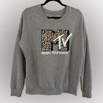 MTV Brand MTV Gray Crewneck Sweatshirt with Leopard Print Logo Sz M Photo 0