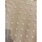 Pink Sheer Long Sleeve Tunic With Textured Polka Dot Design Smocked Cuffs & Back Size L Photo 4