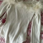 Altar'd State White feather longe sleeve top  Photo 0