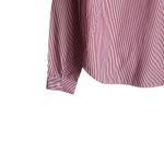 San Joy Women Top L Red Pin Striped Lace Up Popover Unique Applique Y2K Retro Size L Photo 6