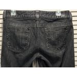 Guess  Daredevil Boot Black Denim‎ Jeans Rhinestones Logo Zip Size 31 Low Rise Photo 5