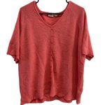 Cato Woman Button Front Knit Top Short Sleeve V Neck Coral Pink 22/24W Photo 0