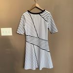 Tail Short Sleeve Tennis‎ Dress in Black White Asymmetric Stripe Size Small Photo 2