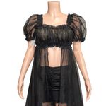 SELKIE The Caviar Lace Boudoir Silk Dress, Black, Small Black Photo 8