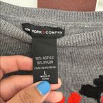 New York & Company Gray top with Red Floral Design, large Photo 2