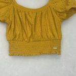Hollister  Co. Crop Top Women's Yellow Eyelet Bardot Blouse Size XS Photo 2