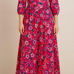 ON 34th Women's Size Large Pink Floral Print V Neck Maxi Dress Photo 0