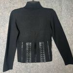 Cabo Woman Size‎ Small Black turtleneck faux leather corset around waist sweater Photo 0