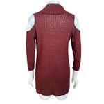 Moa Moa women's medium burgundy open shoulder cowl neck stretchy ribbed sweater Photo 3