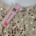 NWT Sequin Tank Top by Daniya Fits Medium Gold Metallic Sequins Sleeveless Party Photo 3