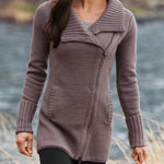 Athleta Women's Chill Factor Sweater Coat Asymmetrical Collar Knit Womens Size L Photo 0