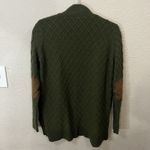 Market & Spruce  Green Open Cable Knit Cardigan Small Elbow Patches Preppy Wool Photo 4