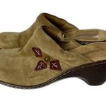 Softspots Womens Lara Clog Mule Suede Leather Flower Cushioned Footbed Wood 7.5 Red Photo 3