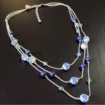 Charming Charlie  Blue & White Ceramic Bead Multi-Strand Necklace Photo 0