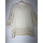 Forgotten Grace Crochet Trim Gauze Tunic Top Boho Hippie Beach Cream Size L Photo 1